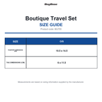 BG755 Bagbase Boutique Travel Set size guide (BG755)