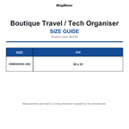 BG756 Bagbase Boutique Travel / Tech Organiser size guide (BG756)
