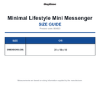 BG823 Bagbase Minimal Lifestyle Mini Messenger size guide (BG823)