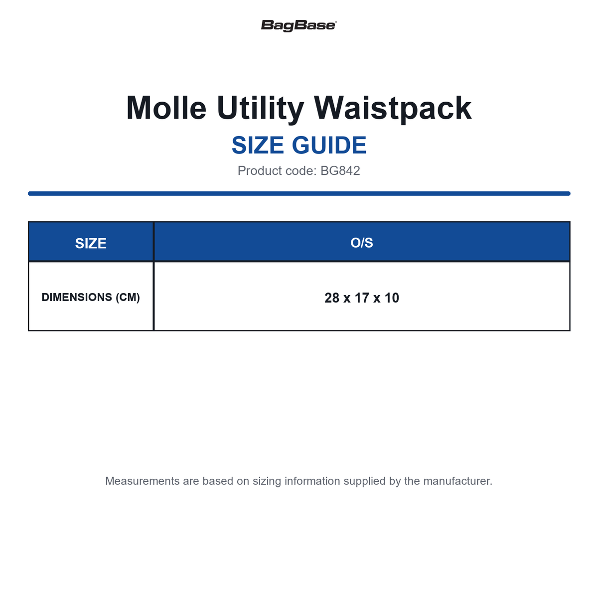 BG842 Bagbase Molle Utility Waistpack size guide (BG842)