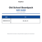 BG853 Bagbase Old School Boardpack size guide (BG853)