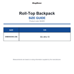 BG855 Bagbase Roll-Top Backpack size guide (BG855)