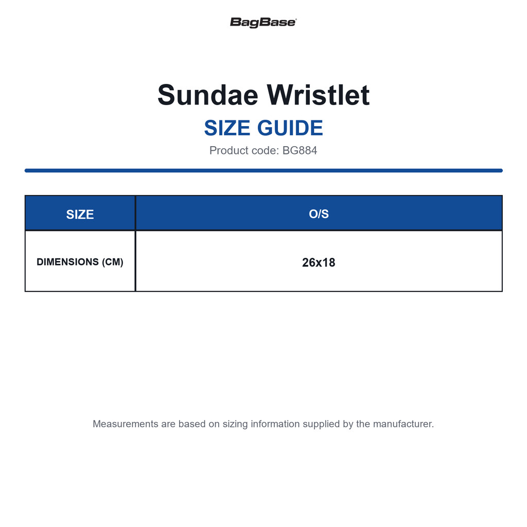 BG884 Bagbase Sundae Wristlet size guide (BG884)