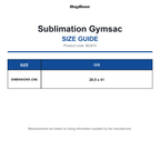 BG910 Bagbase Sublimation Gymsac size guide (BG910)