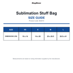 BG915 Bagbase Sublimation Stuff Bag size guide (BG915)