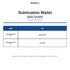 BG940 Bagbase Sublimation Wallet size guide (BG940)
