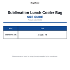 BG960 Bagbase Sublimation Lunch Cooler Bag size guide (BG960)