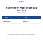 BG965 Bagbase Sublimation Messenger Bag size guide (BG965)