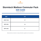 BPX-5 Stormtech Madison Commuter Pack size guide (BPX-5)
