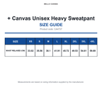 CA4737 Bella + Canvas Unisex Heavy Sweatpant size guide (CA4737)
