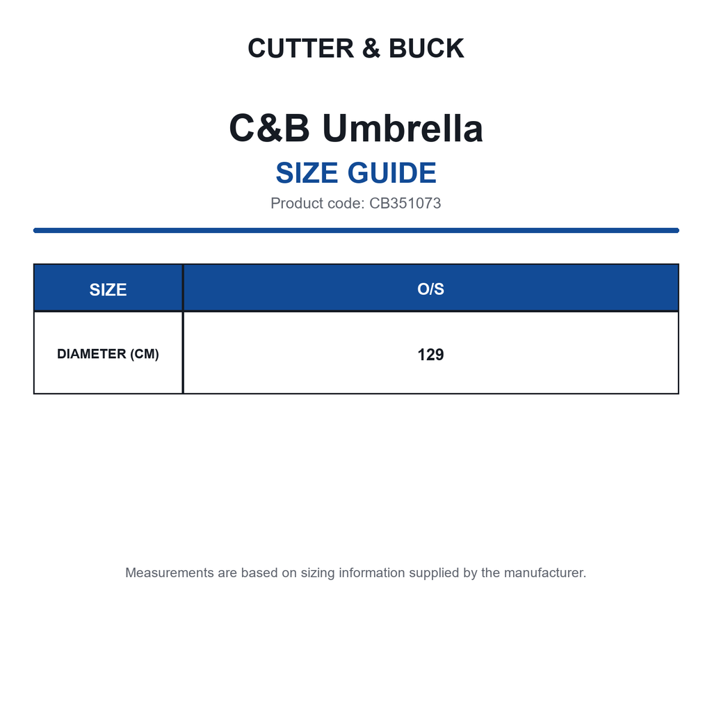 CB351073 C&B Umbrella size guide (CB351073)