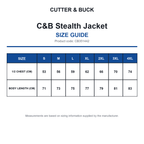 CB351442 C&B Stealth Jacket size guide (CB351442)
