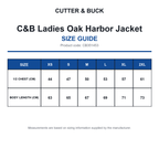 CB351453 C&B Ladies Oak Harbor Jacket size guide (CB351453)
