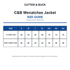 CB351460 C&B Wenatchee Jacket size guide (CB351460)