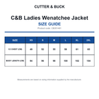 CB351461 C&B Ladies Wenatchee Jacket size guide (CB351461)