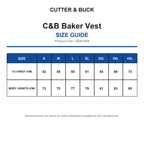 CB351468 C&B Baker Vest size guide (CB351468)