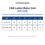 CB351469 C&B Ladies Baker Vest size guide (CB351469)