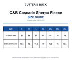 CB351470 C&B Cascade Sherpa Fleece size guide (CB351470)