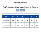 CB351471 C&B Ladies Cascade Sherpa Fleece size guide (CB351471)