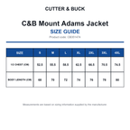 CB351474 C&B Mount Adams Jacket size guide (CB351474)