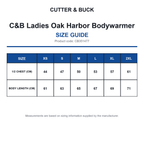 CB351477 C&B Ladies Oak Harbor Bodywarmer size guide (CB351477)