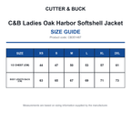 CB351487 C&B Ladies Oak Harbor Softshell Jacket size guide (CB351487)