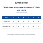 CB353409 C&B Ladies Manzanita Roundneck T-Shirt size guide (CB353409)