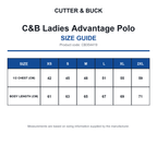 CB354419 C&B Ladies Advantage Polo size guide (CB354419)