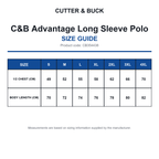 CB354438 C&B Advantage Long Sleeve Polo size guide (CB354438)