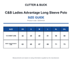 CB354439 C&B Ladies Advantage Long Sleeve Polo size guide (CB354439)