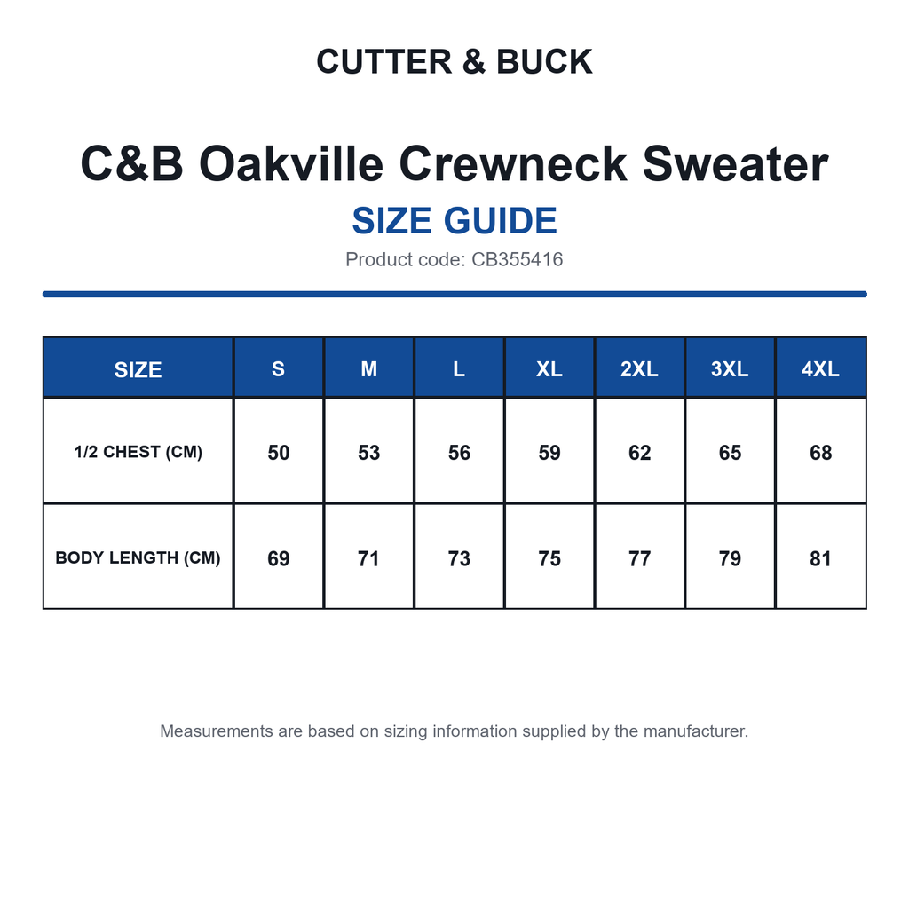 CB355416 C&B Oakville Crewneck Sweater size guide (CB355416)