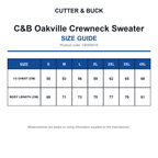 CB355416 C&B Oakville Crewneck Sweater size guide (CB355416)