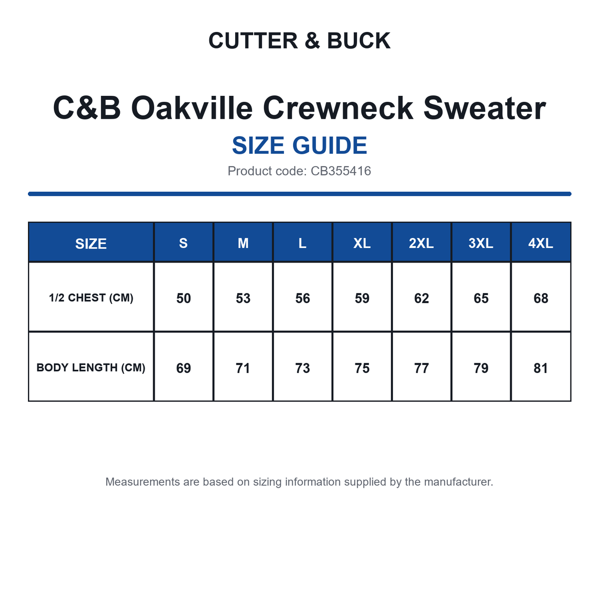 CB355416 C&B Oakville Crewneck Sweater size guide (CB355416)
