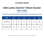 CB355419 C&B Ladies Oakville V-Neck Sweater size guide (CB355419)