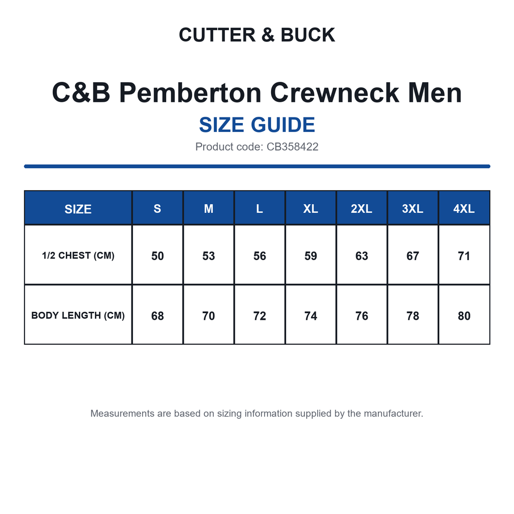 CB358422 C&B Pemberton Crewneck Men size guide (CB358422)