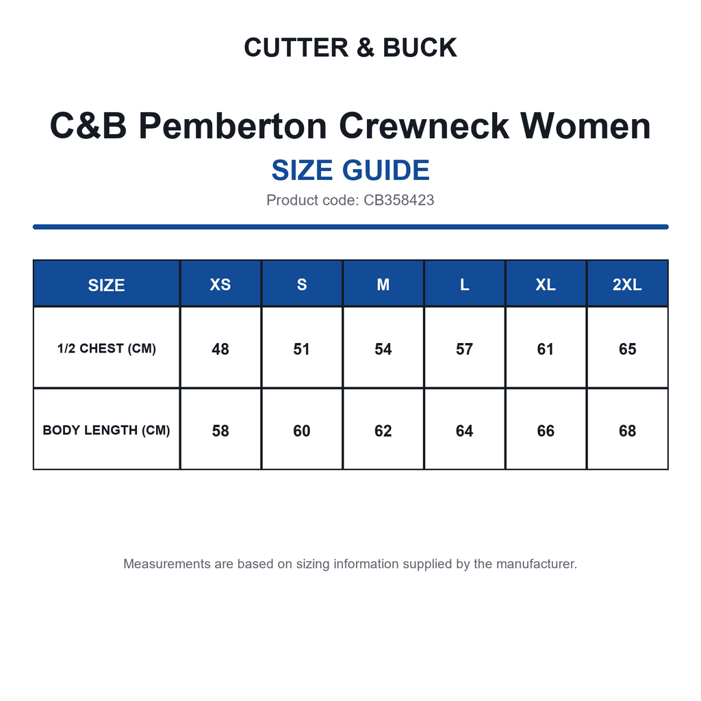 CB358423 C&B Pemberton Crewneck Women size guide (CB358423)