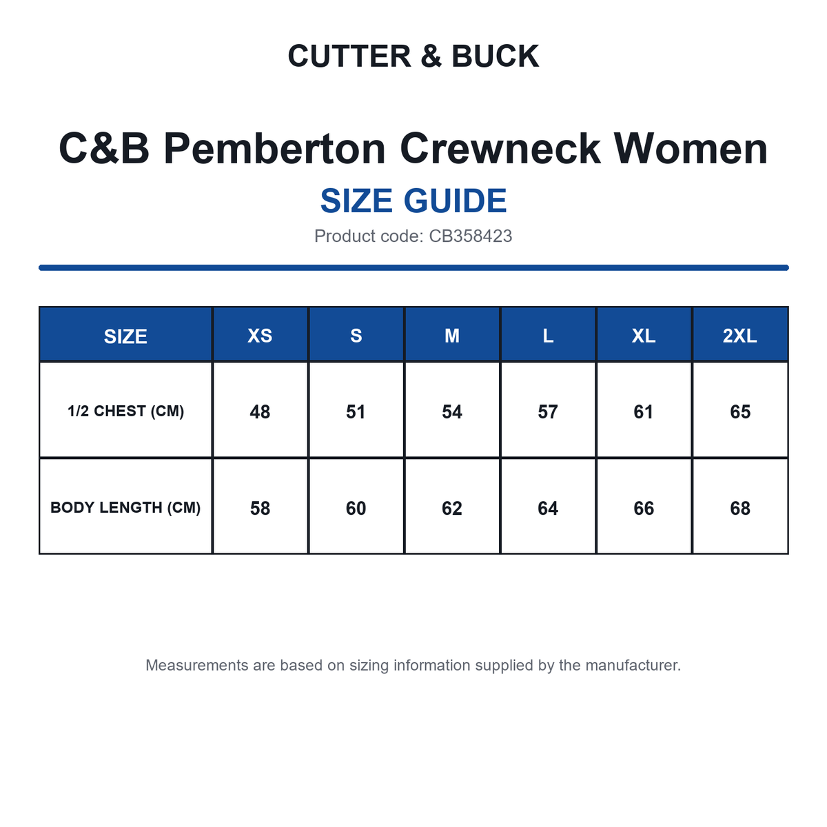 CB358423 C&B Pemberton Crewneck Women size guide (CB358423)