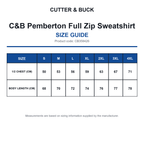 CB358426 C&B Pemberton Full Zip Sweatshirt size guide (CB358426)