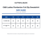 CB358427 C&B Ladies Pemberton Full Zip Sweatshirt size guide (CB358427)