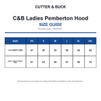CB358431 C&B Ladies Pemberton Hood size guide (CB358431)