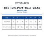 CB358432 C&B Hunts Point Fleece Full Zip size guide (CB358432)