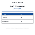 CB359418 C&B Wauna Cap size guide (CB359418)