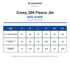 CEA001 Craghoppers Expert Corey 200 Fleece Jkt size guide (CEA001)