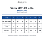 CEA003 Craghoppers Expert Corey 200 1/2 Fleece size guide (CEA003)