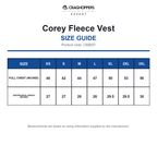 CEB007 Craghoppers Expert Corey Fleece Vest size guide (CEB007)