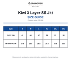 CEL009 Craghoppers Expert Kiwi 3 Layer SS Jkt size guide (CEL009)
