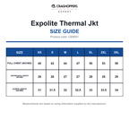 CEN001 Craghoppers Expert Expolite Thermal Jkt size guide (CEN001)