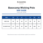 CET009 Craghoppers Expert Basecamp Wicking Polo size guide (CET009)