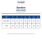 CQ010177 Clique Sanders size guide (CQ010177)