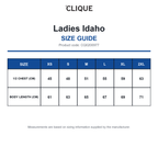 CQ0200977 Clique Ladies Idaho size guide (CQ0200977)